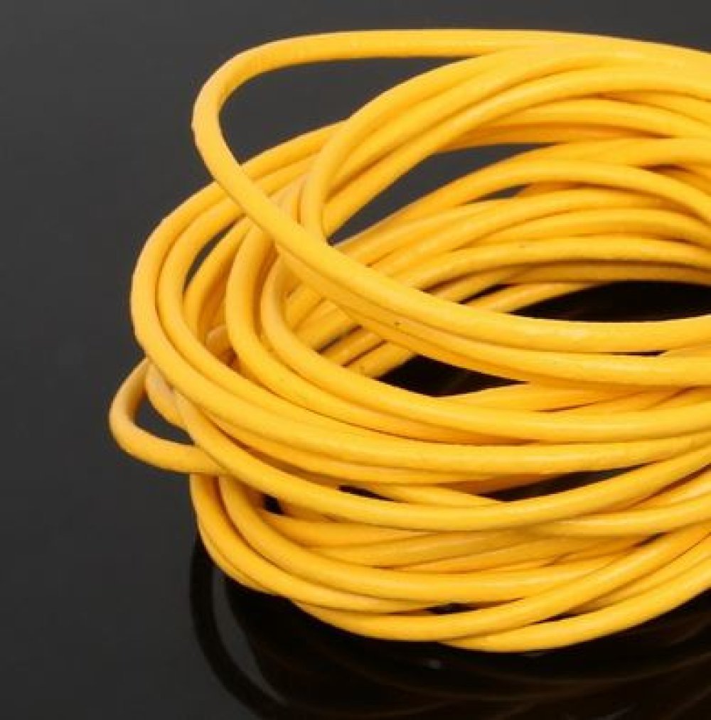 1 metro di cordoncino rotondo in pelle liscia Giallo 3 mm