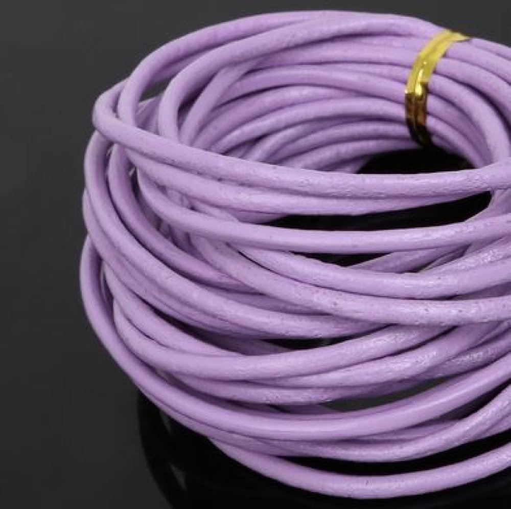 1 metro Cordoncino rotondo in pelle liscia Viola 3 mm