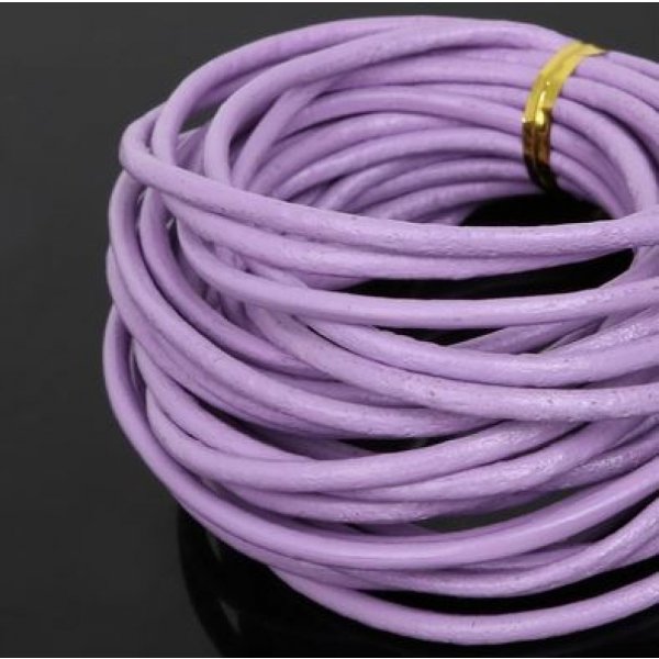 1 metro Cordoncino rotondo in pelle liscia Viola 3 mm