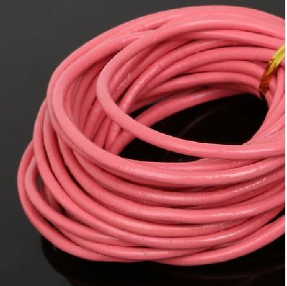 1 metro Cordoncino rotondo in pelle liscia Rosa 3 mm