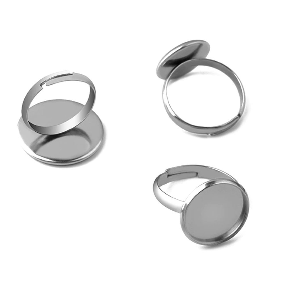 1 support bague plateau de 18 mm Argent Vieilli N°10