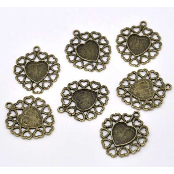 1 porta cabochon Cuore N&deg;01 Bronzo