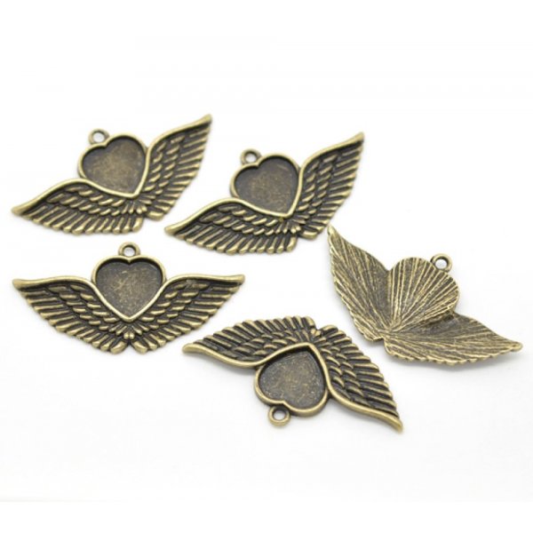 1 porta cabochon Cuore N&deg;02 Bronzo