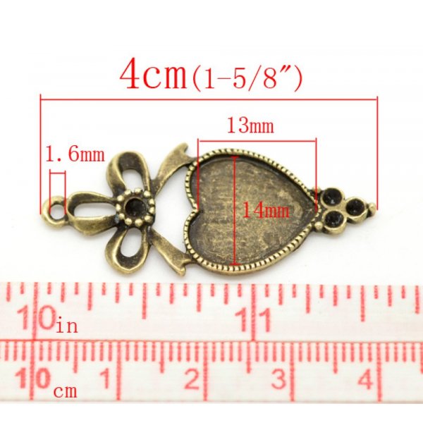 1 porta cabochon Cuore N&deg;03 Bronzo