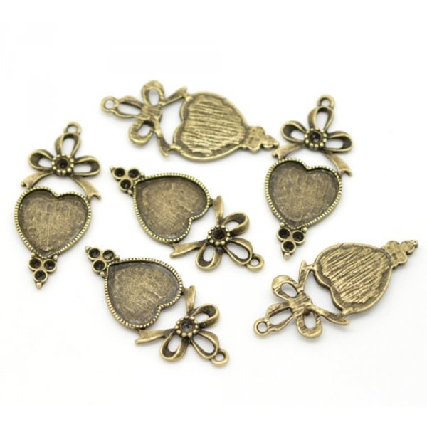 1 porta cabochon Cuore N&deg;03 Bronzo