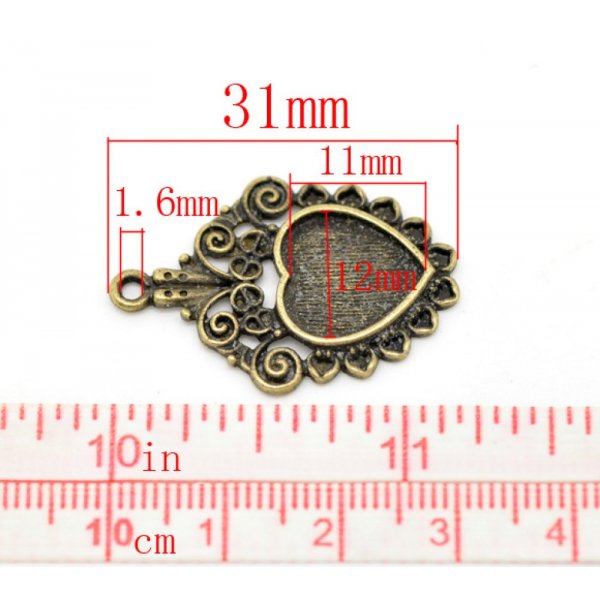 1 porta cabochon Cuore N&deg;04 Bronzo