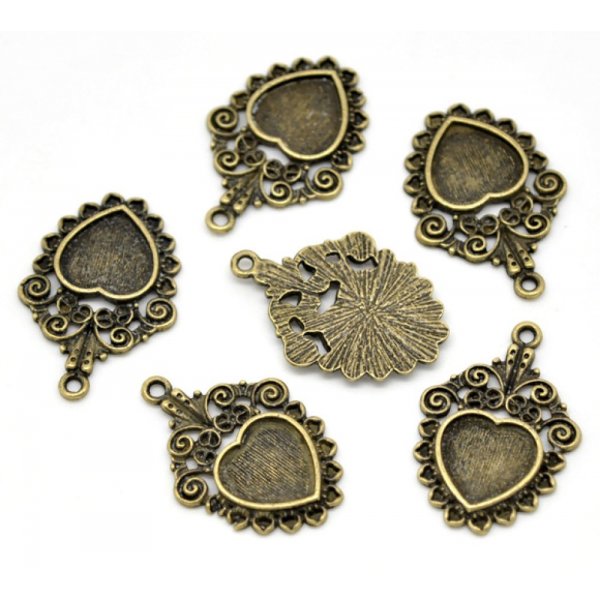 1 porta cabochon Cuore N&deg;04 Bronzo