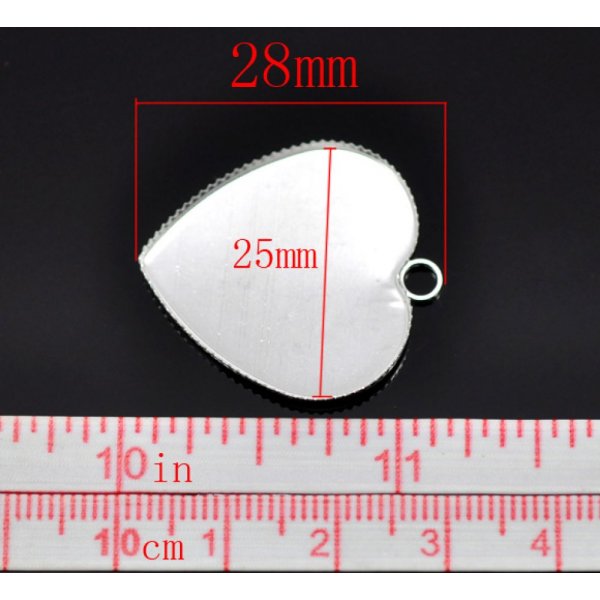 1 porta cabochon Cuore N&deg;05 Argento