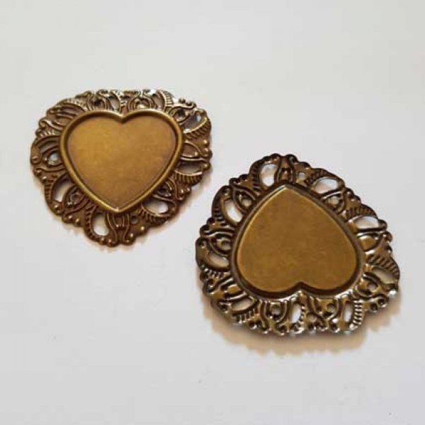 1 support cabochon C&oelig;ur N&deg;08 Bronze
