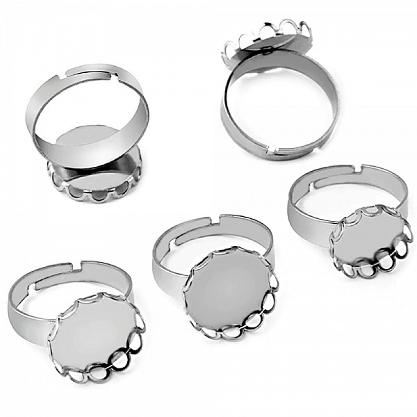 1 anello porta cabochon 25 mm Argento N&deg;07