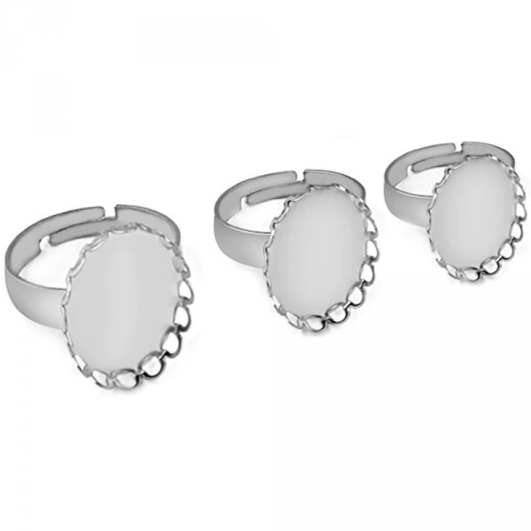 1 anello porta cabochon 13 x 18 mm Argento N&deg;08
