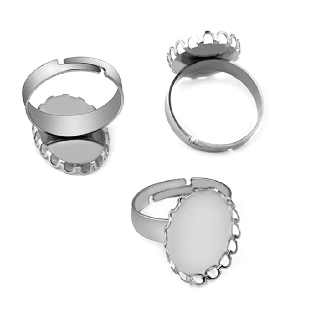 1 anello porta cabochon 18 x 25 mm Argento N°08