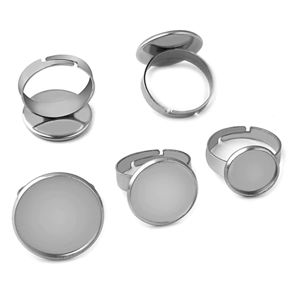 1 anello porta cabochon 16 mm argento n°04
