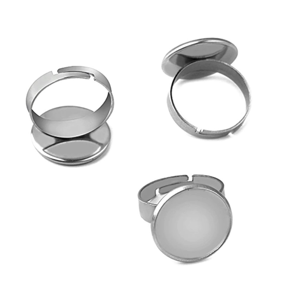 1 anello porta cabochon 18 mm Argento N°04