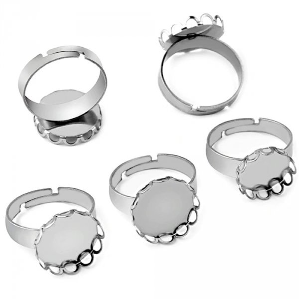 1 anello porta cabochon 12 mm Argento N&deg;07