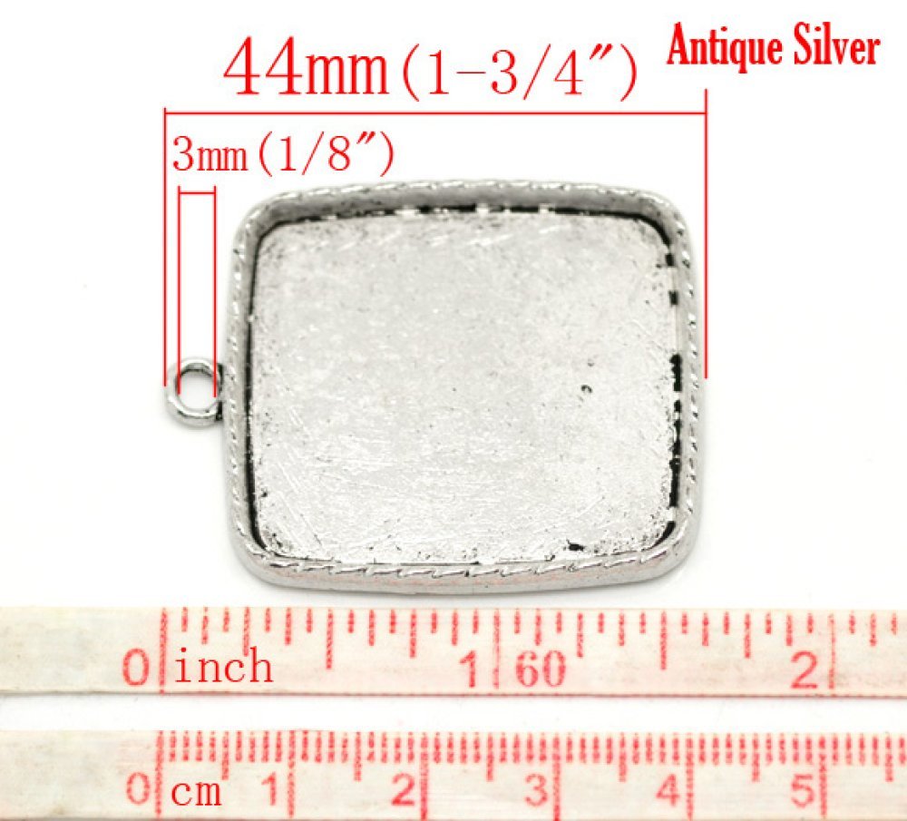 1 support cabochon carré N°02 Argent