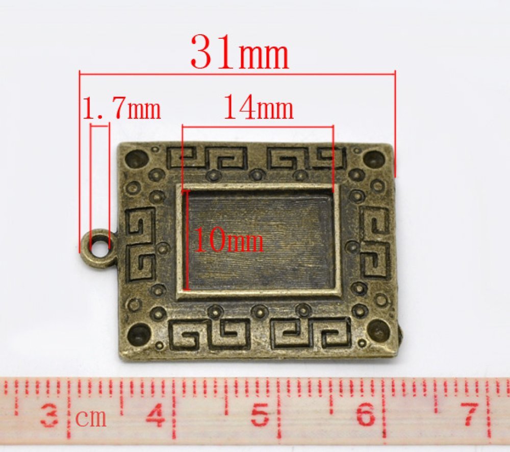 1 portacabochon rettangolare N°01 Bronzo