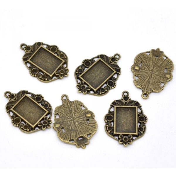 1 portacabochon rettangolare N&deg;03 Bronzo