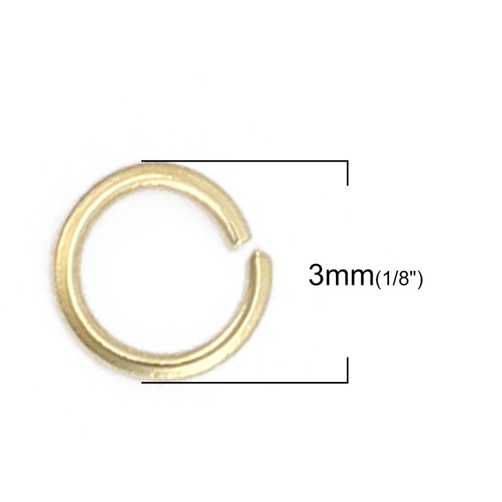 20 Anelli di giunzione aperti 03 mm Acciaio inox placcato oro