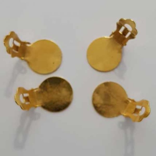 20 supporti per orecchini clip Plateau 15 mm oro