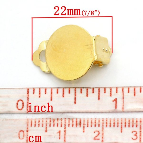 20 supporti per orecchini clip Plateau 15 mm oro