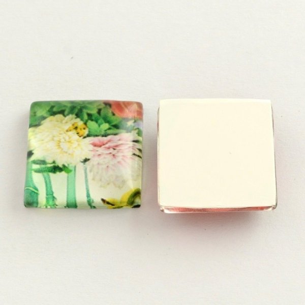 20 cabochon in vetro quadrati da 20 mm assortiti Fiori S-22-20-17
