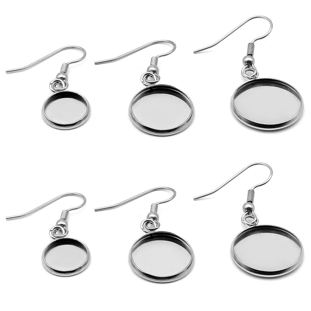 20 orecchini cabochon 14 mm N°06 Argento invecchiato