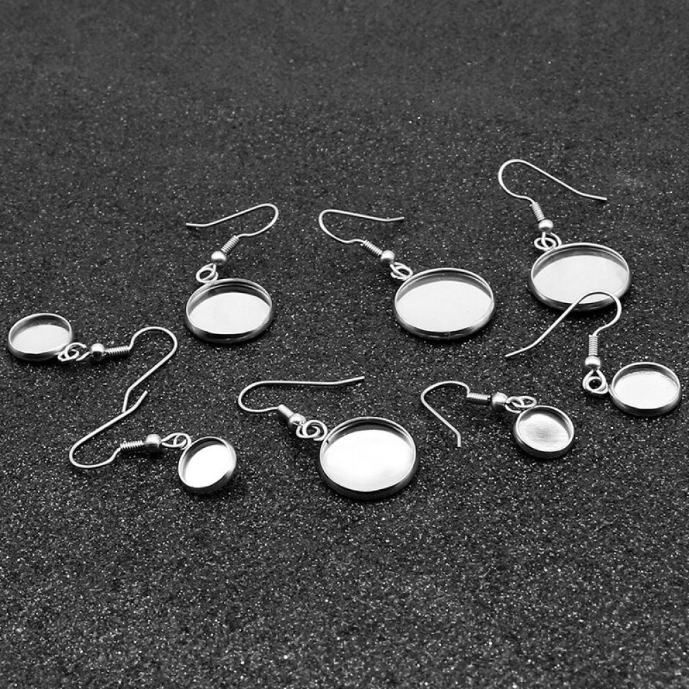 20 orecchini cabochon 14 mm N°06 Argento invecchiato