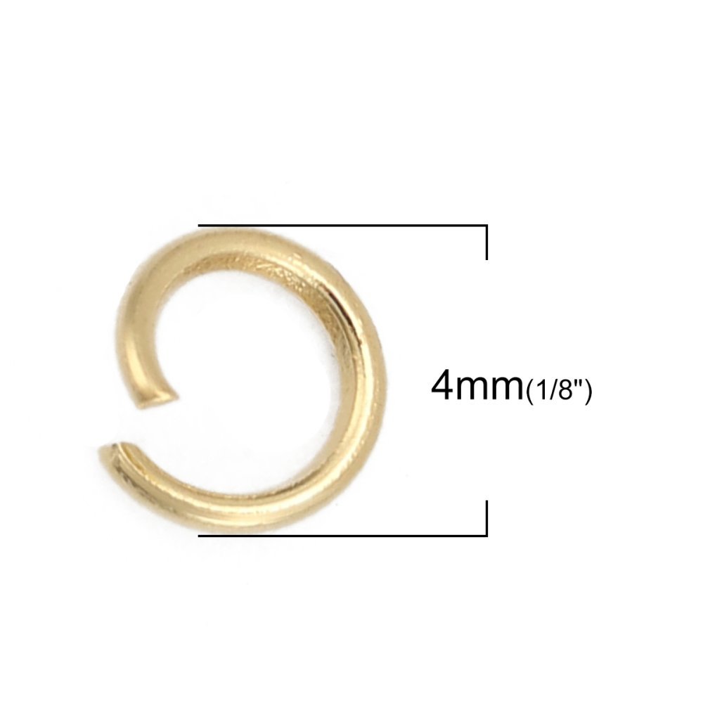 2 Anelli di giunzione aperti 04 mm Acciaio inox placcato oro