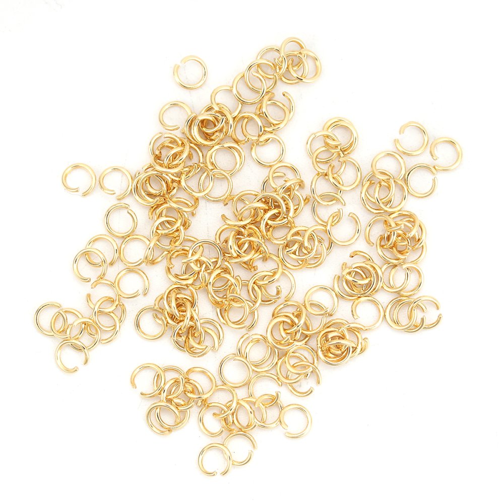 2 Anelli di giunzione aperti 04 mm Acciaio inox placcato oro