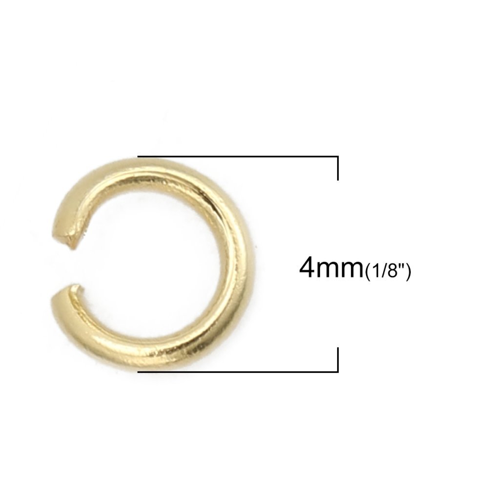 2 Anelli di giunzione aperti 04 mm Acciaio inossidabile placcato oro No. 02