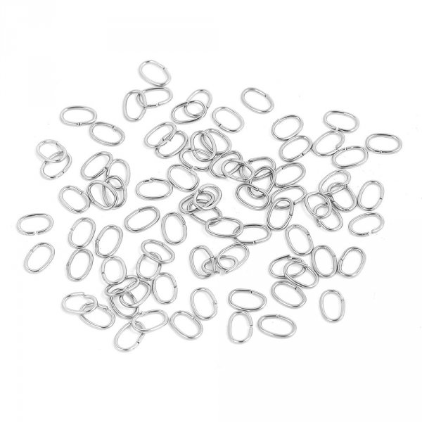 2 Anelli di giunzione ovali aperti 07 X 4 mm Acciaio inox