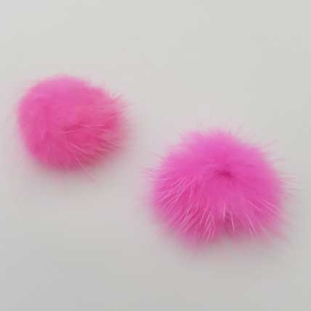 2 Pompons Fourrures 20 mm Fushia