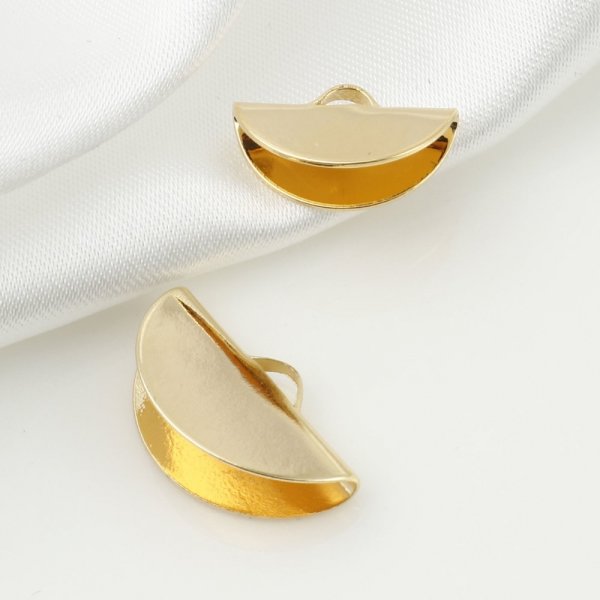 2 capicorda a mezzaluna placcati oro 19 x 11 mm
