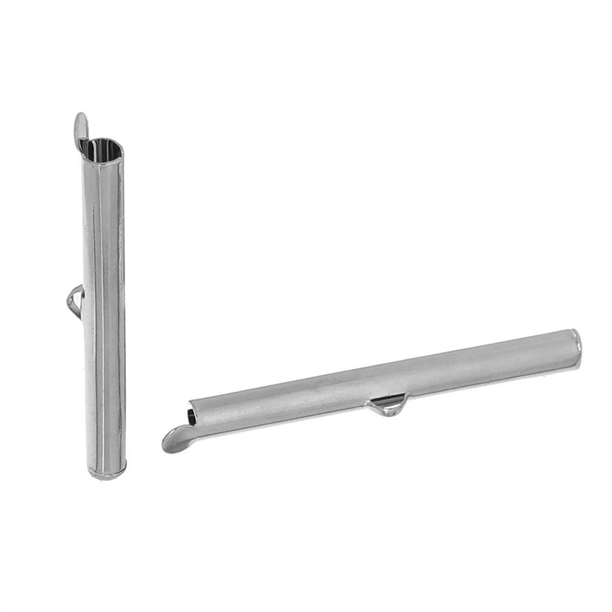 2 fermagli a tubo in rame argento opaco 40x6mm-72436 