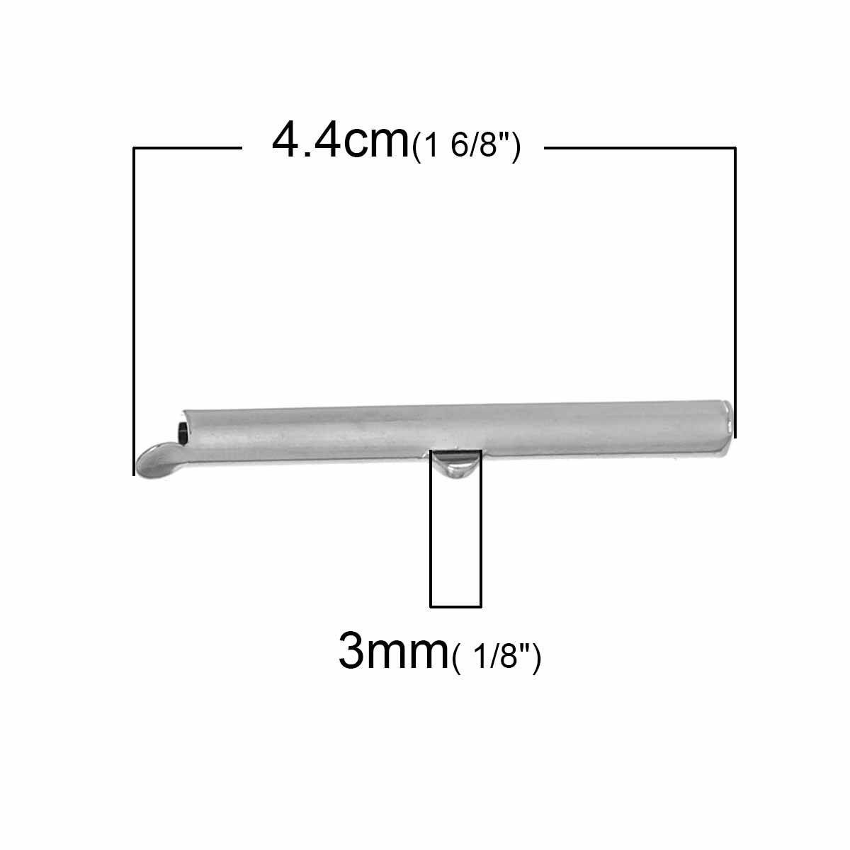 2 fermagli a tubo in rame argento opaco 40x6mm-72436 