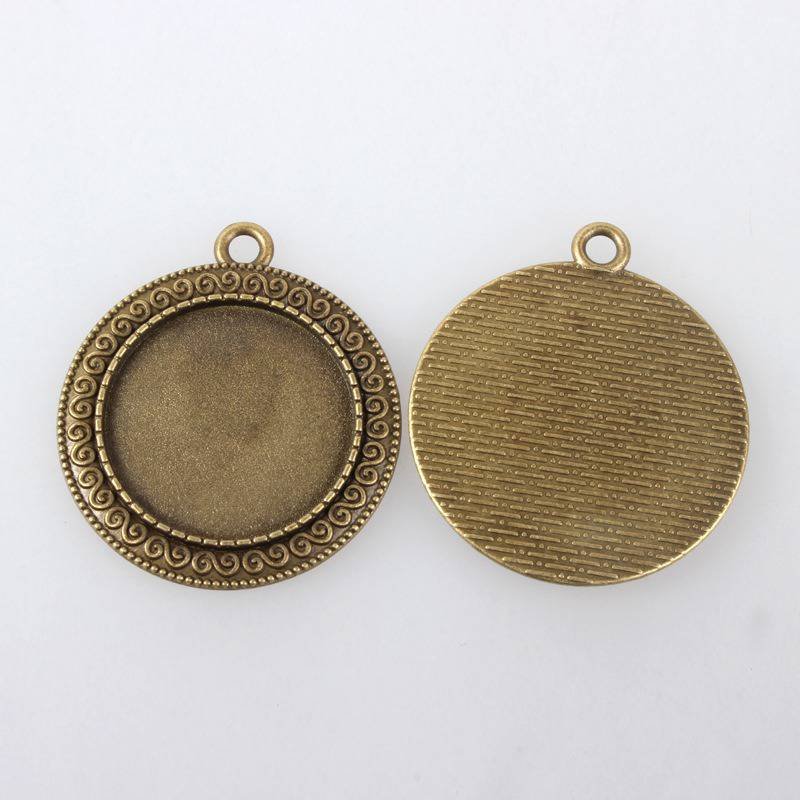 2 supporti per cabochon in bronzo da 25 mm, pendenti con cabochon 119AB 