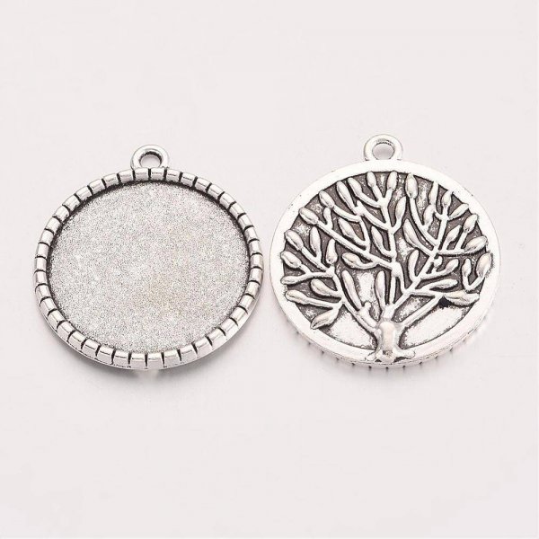 2 supporti per cabochon d'argento da 25 mm, ciondoli cabochon 19AS-RS 