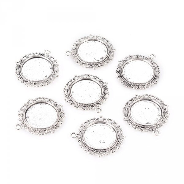 2 porta cabochon in argento da 20 mm, ciondoli cabochon 15290AS