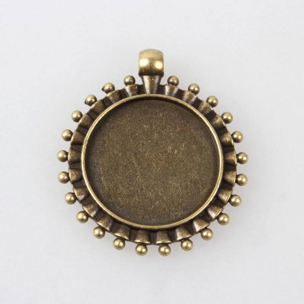 2 supporti per cabochon in bronzo da 25 mm, pendenti con cabochon 84AB 
