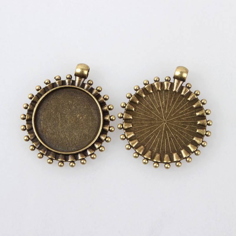 2 supporti per cabochon in bronzo da 25 mm, pendenti con cabochon 84AB 