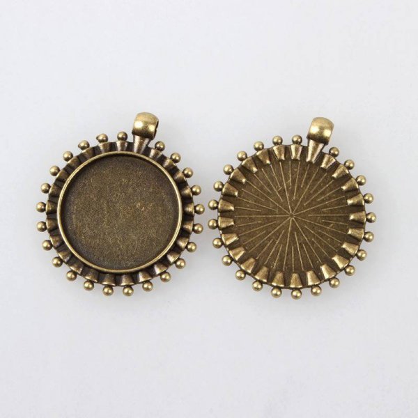 2 supporti per cabochon in bronzo da 25 mm, pendenti con cabochon 84AB 