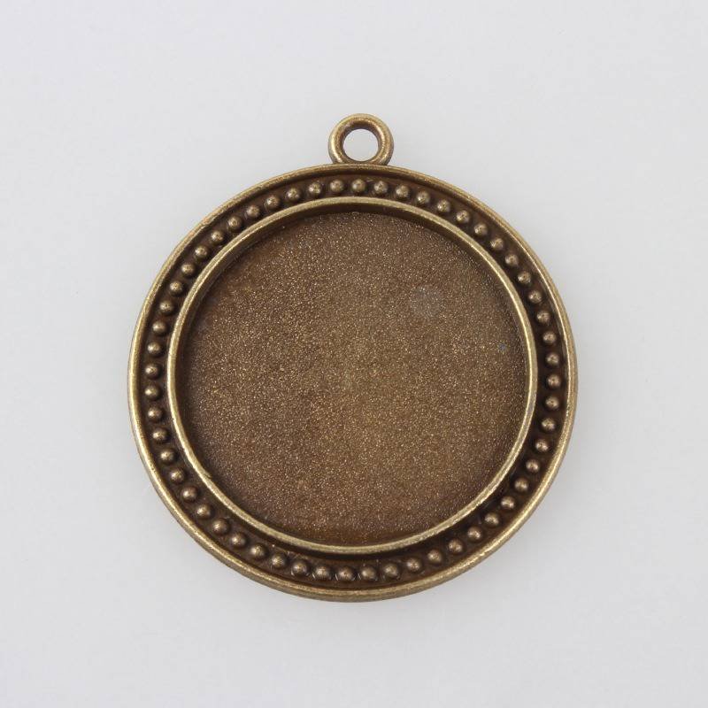 2 supporti per cabochon in bronzo da 30 mm, pendenti con cabochon 88AB 