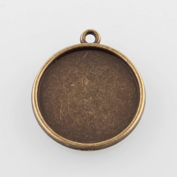 2 supporti per cabochon in bronzo da 25 mm, pendenti con cabochon 43AB