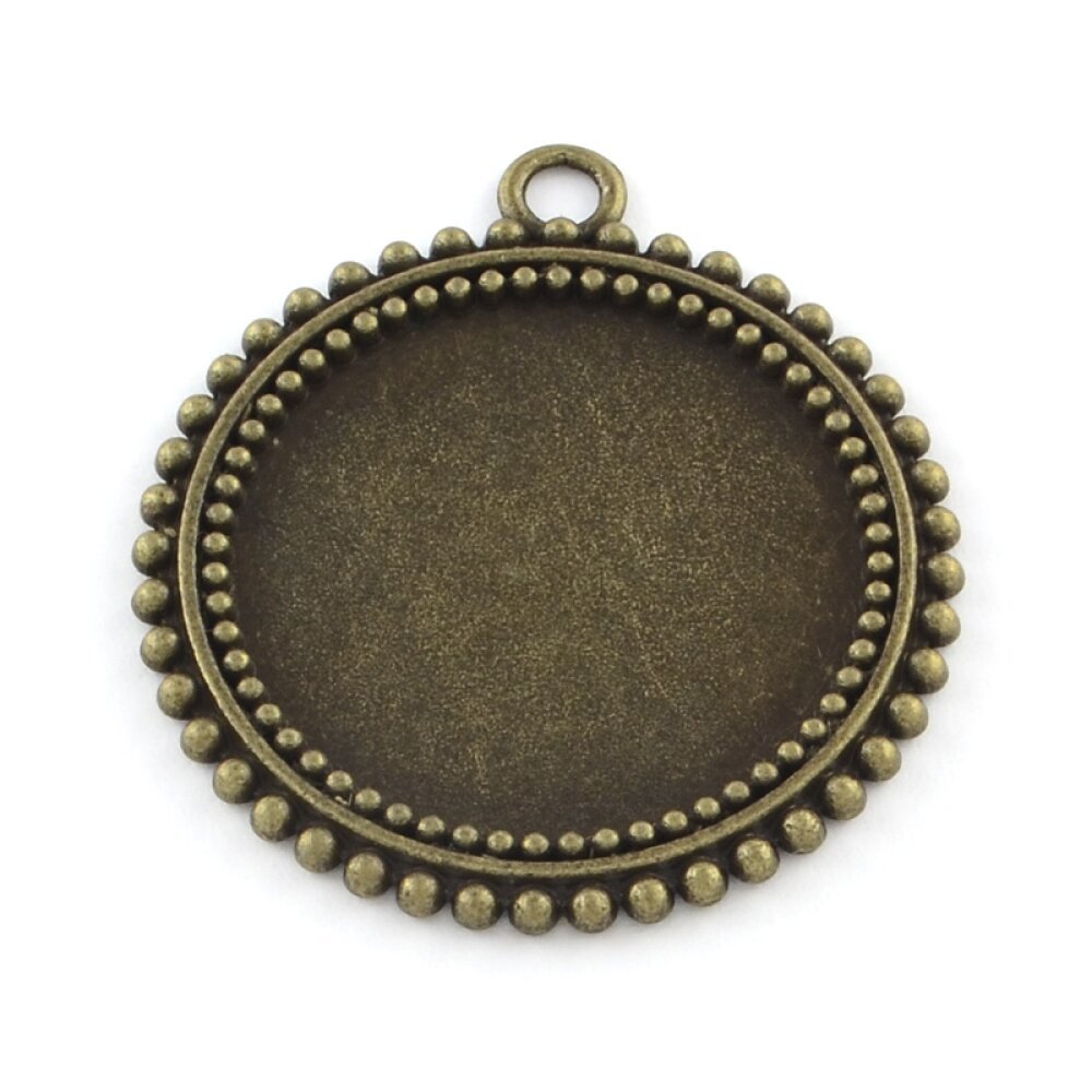 2 supporti per cabochon in bronzo da 25 mm, pendenti con cabochon 31AB