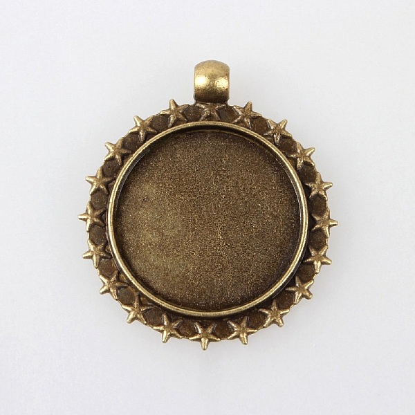 2 supporti per cabochon in bronzo da 25 mm, pendenti con cabochon 80AB