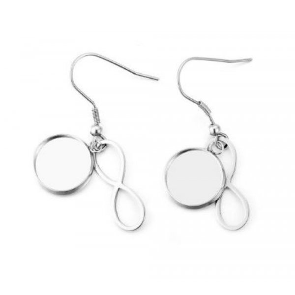 2 supports cabochons boucle d'oreille 12 mm N&deg;06-02 Argent Vieilli symbole Infini