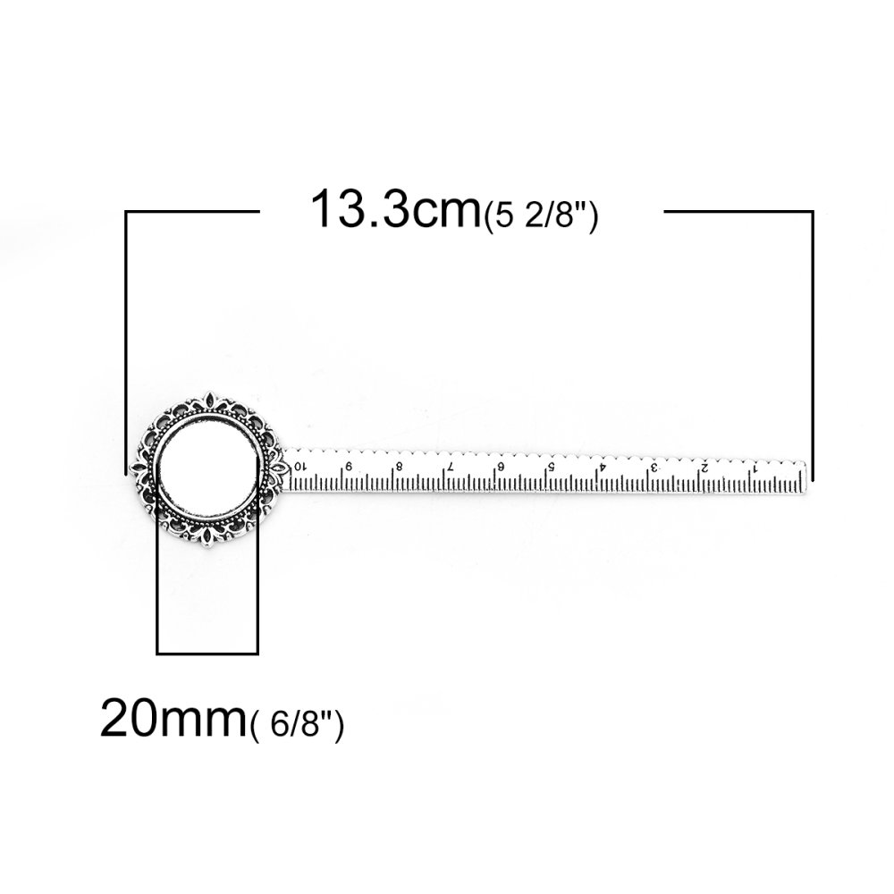 3 segnalibri righello cabochon 20 mm N°01 Argento invecchiato