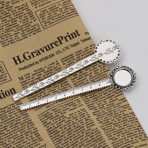 3 segnalibri righello cabochon 20 mm N&deg;01 Argento invecchiato