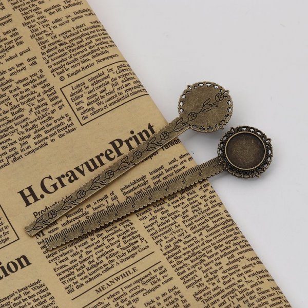 3 segnalibri righello cabochon 20 mm N&deg;01 Bronzo